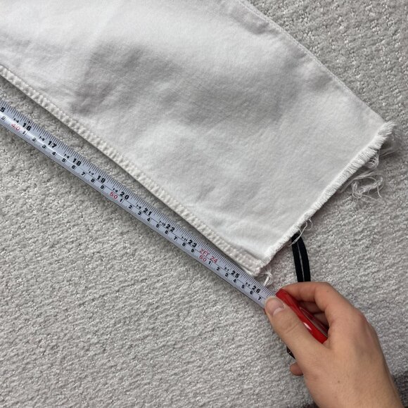 Y2K Zara White Jeans Raw Hem Distressed Denim Womens Size 2 US Casual Zip Fly - Picture 6 of 11